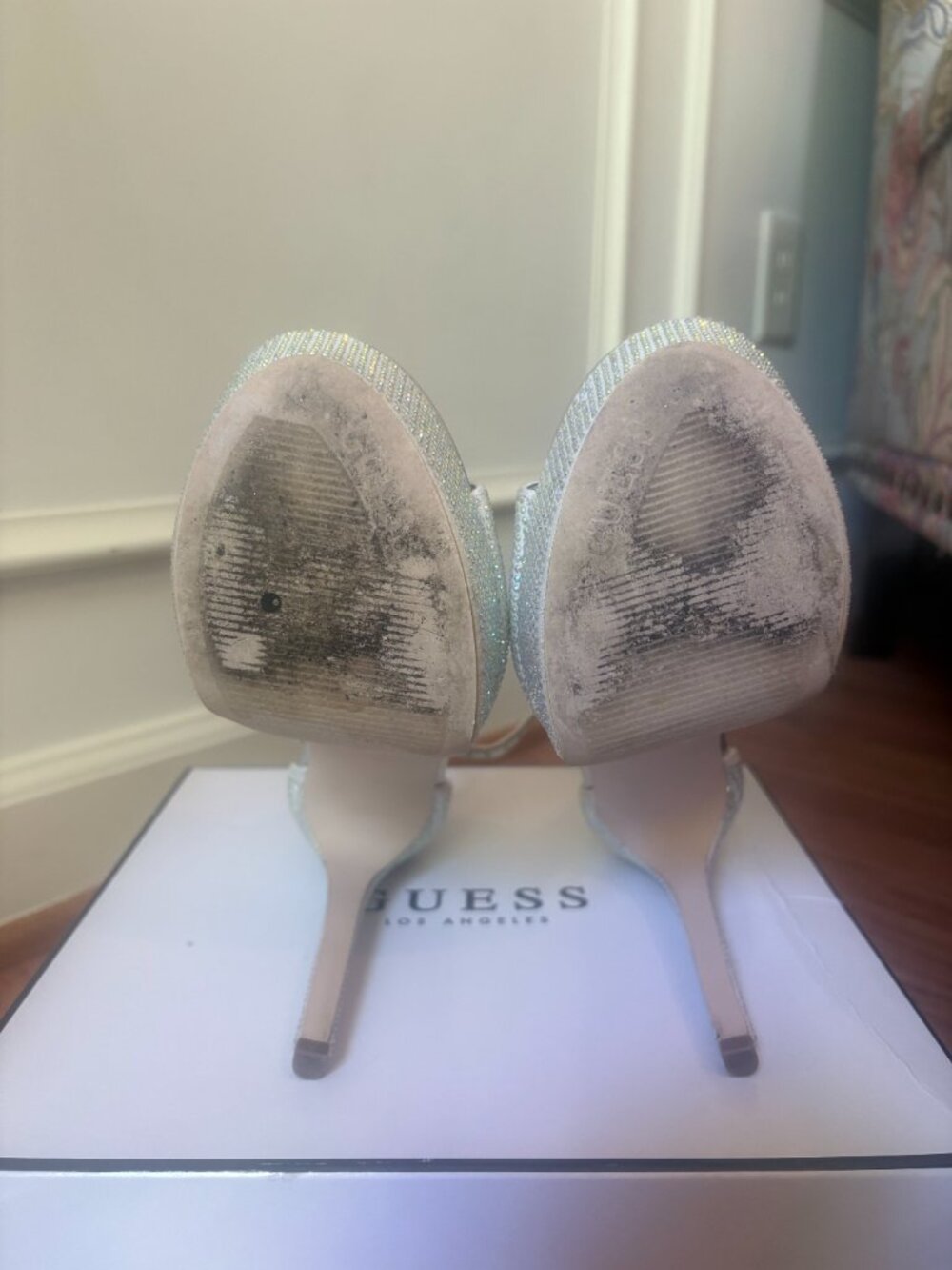 GUESS Silver Rhinestone Platform Heel Size 7.5 - Picture 7 of 7